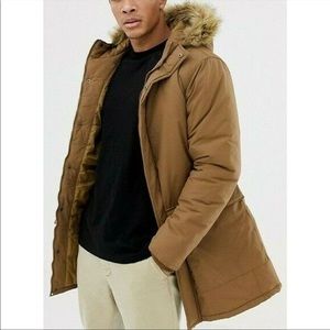 French Conn faux Parka Hood Jacket Tobacco